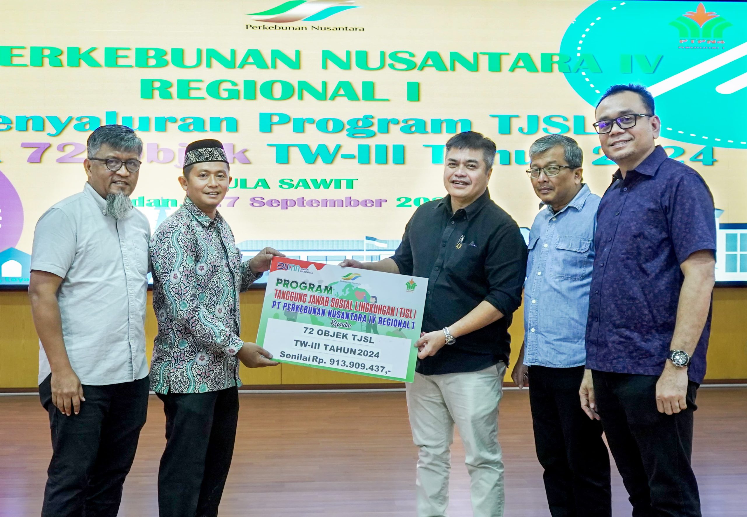 PT Perkebunan Nusantara IV Regional 1 Salurkan Bantuan Program Tanggung Jawab Sosial Lingkungan Triwulan III Tahun 2024 Sebesar Rp 900 Juta