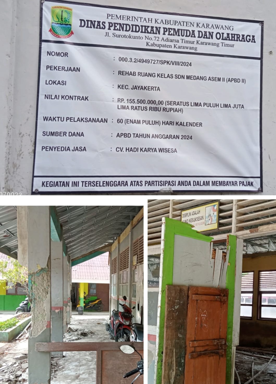 Proyek Rehabilitasi SDN Medangasem II Diduga Bermasalah: Anggaran Mengalir, Kualitas Amburadul
