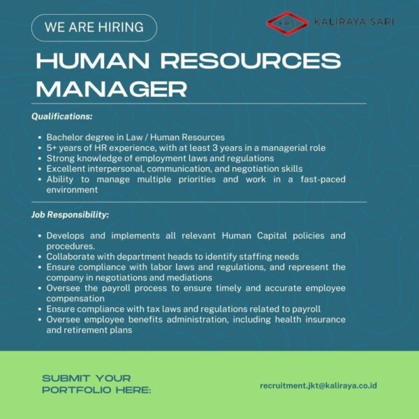 HUMAN RESOURCES MANAGER – PT KALIRAYA SARI