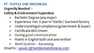 Urgent Needed! Safety & Environment Supervisor