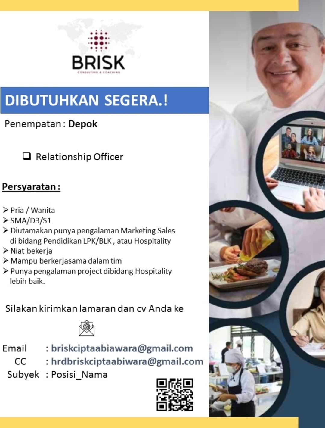 DIBUTUHKAN SEGERA! Relationship Officer