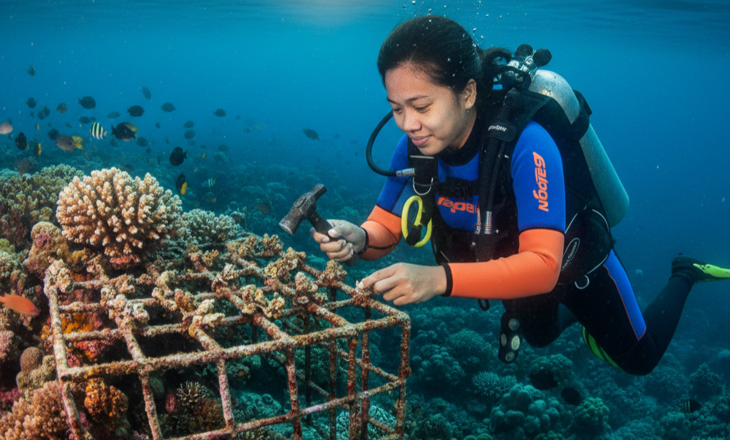 Perempuan Penyelamat Terumbu Karang di Selat Makassar: Aksi Nyata “Tukang Kebun Bawah Laut” Lawan Stigma dan Kerusakan Ekologis