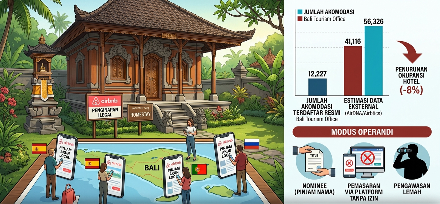 Modus Investasi Ilegal WNA di Bali Terungkap: Sewa Airbnb hingga Skema Nomine yang Merugikan Lokal
