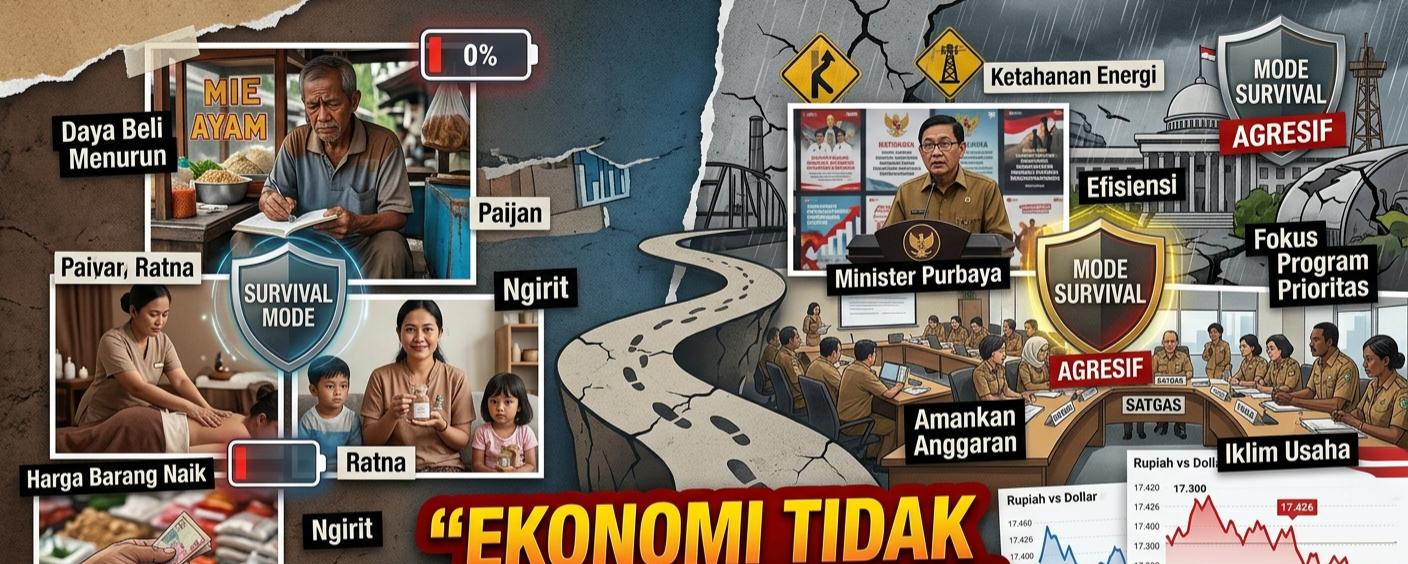 Ekonomi Indonesia Masuk “Mode Bertahan”: Harga Naik, Daya Beli Turun, Rakyat dan Pemerintah Sama-Sama Tertekan
