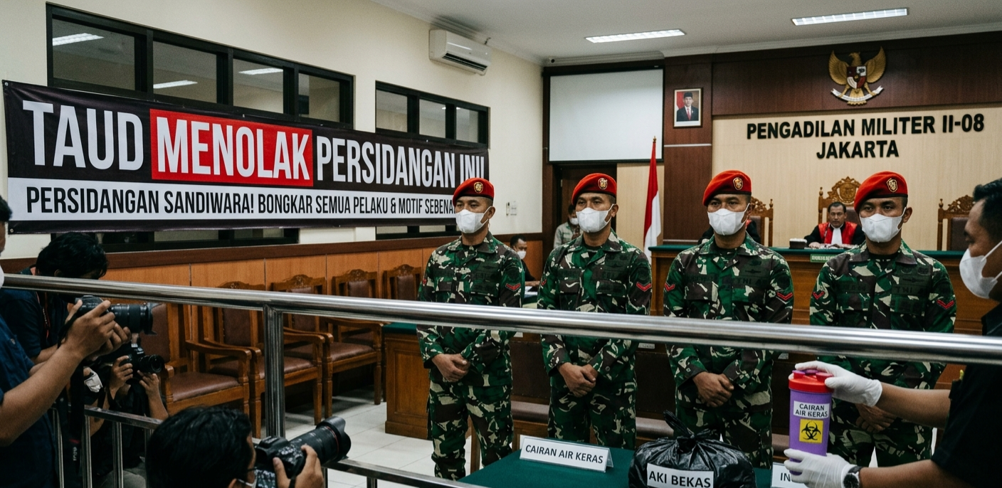 Sidang Perdana Kasus Andrie Yunus: Motif “Dendam Pribadi” Dipertanyakan, TAUD Tolak Persidangan Militer