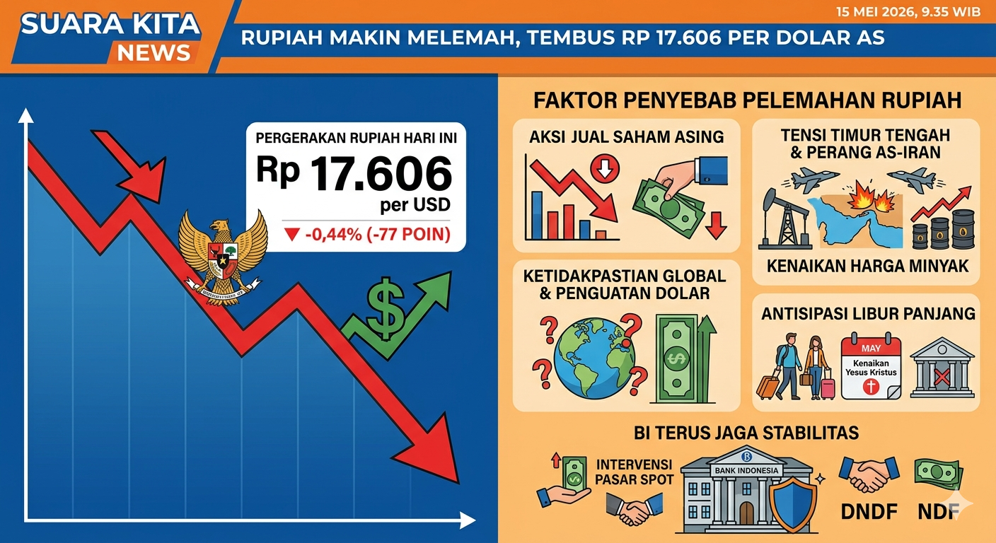 Rupiah Tembus Rp 17.606 per Dolar AS Hari Ini, BI Siaga Jaga Stabilitas