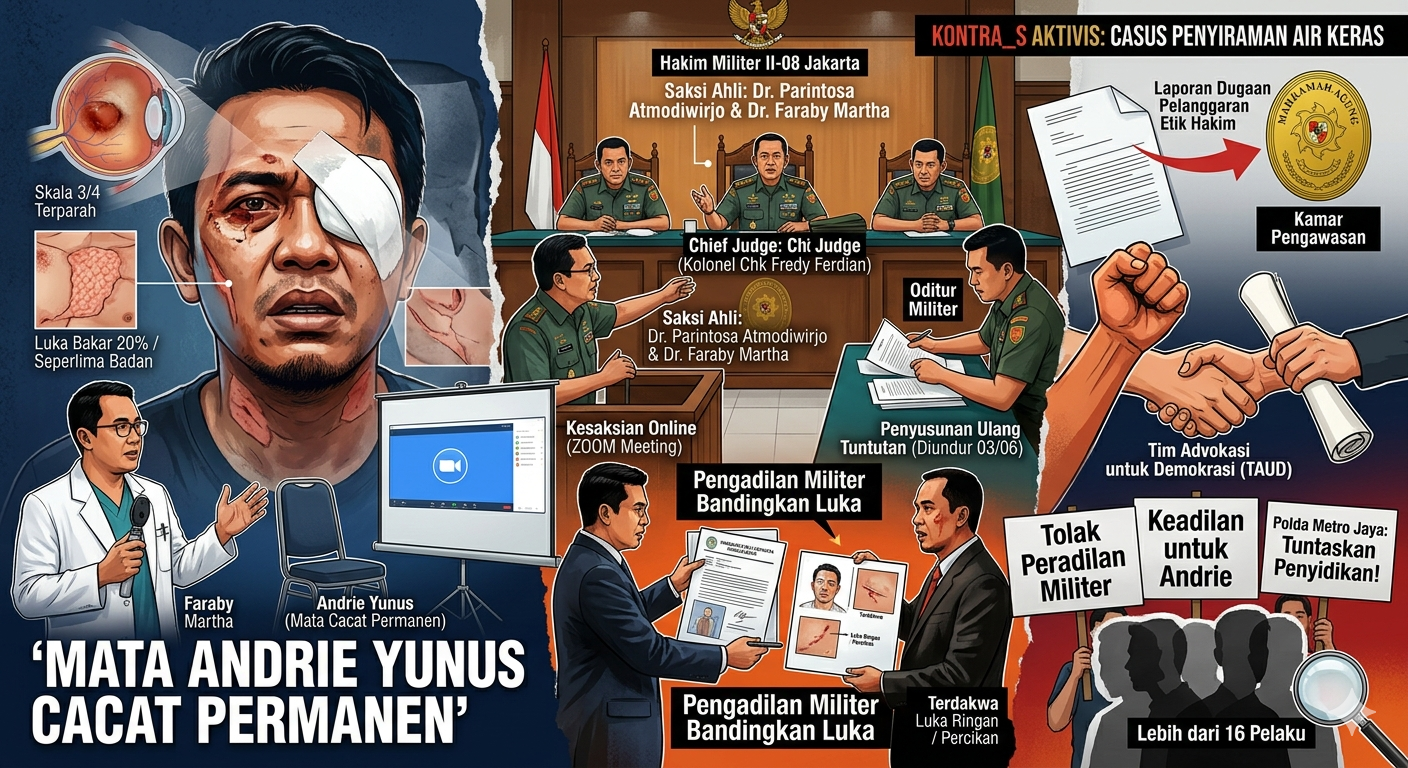 Sidang Kasus Air Keras Andrie Yunus: Dokter Sebut Cedera Mata Bersifat Permanen