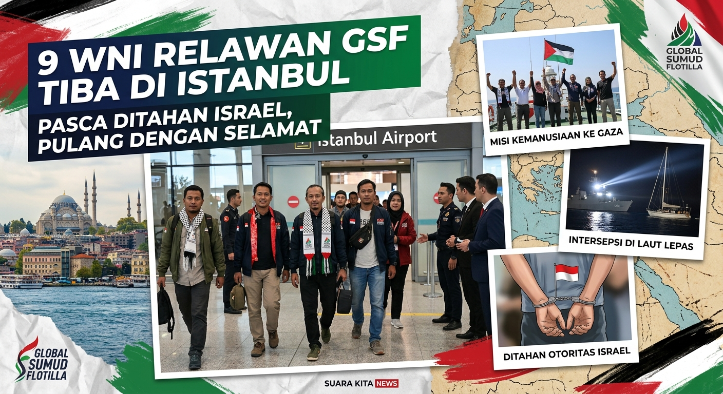 9 WNI Relawan Global Sumud Flotilla Tiba di Istanbul Setelah Ditahan Israel, Menlu RI Kecam Perlakuan Tidak Manusiawi