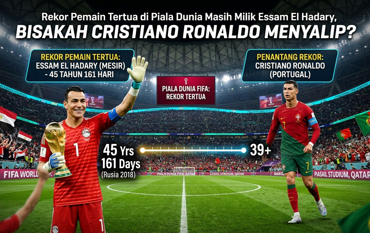Rekor Pemain Tertua di Piala Dunia Masih Milik Essam El Hadary, Bisakah Cristiano Ronaldo Menyalip?