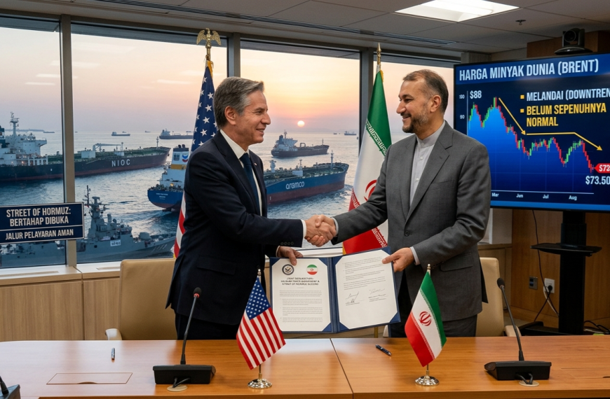Damai AS-Iran Resmi Diteken, Selat Hormuz Dibuka Bertahap: Harga Minyak Dunia Melandai tapi Belum Sepenuhnya Normal