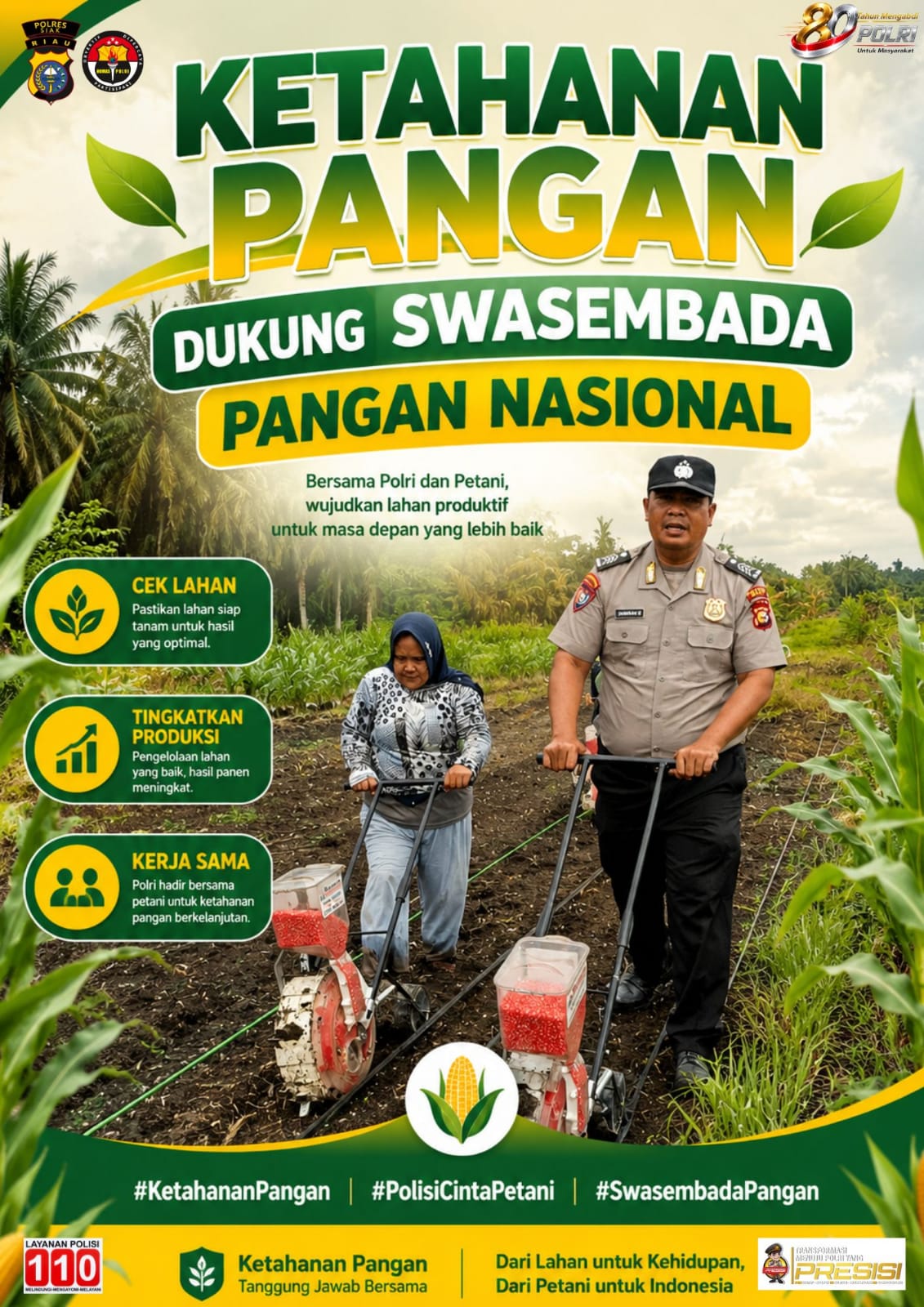 Dukung Swasembada Pangan, Polsek Kandis Kelola 15 Hektare Lahan Jagung