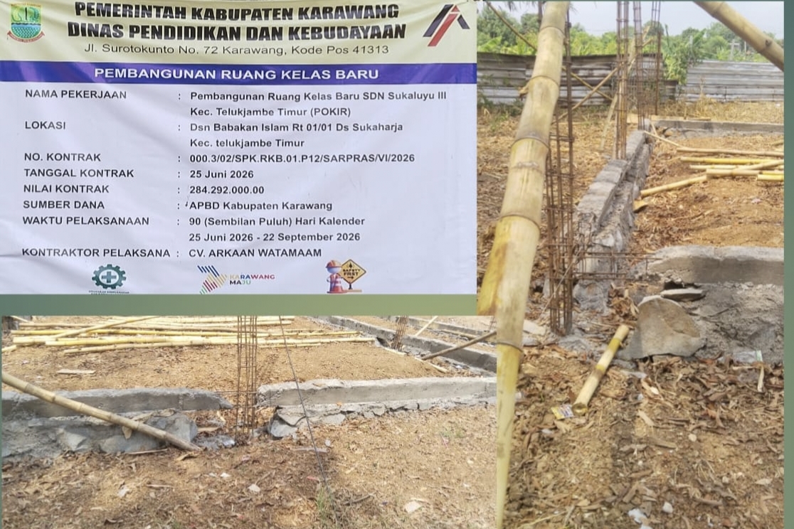 Taruhan Nyawa di Bawah Atap Lapuk: Kala Proyek RKB SDN Sukaluyu III Karawang Mangkrak Tanpa Tuan